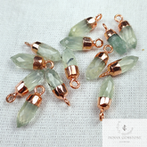 Natural Prehnite Pencil Pendant, Green Single Terminated Point Pendant, Gold Electroplated Pencil Pendant, Rose Gold Spikes Pendant, Gift
